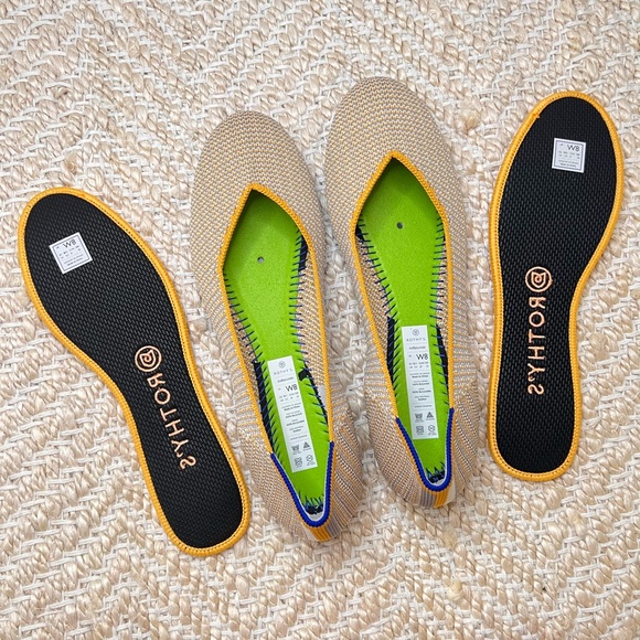 Rothys Rounded Toe Mesh knit Flats, Dandelion Triple Stitch. Size 8 Women Shoes - Picture 9 of 10